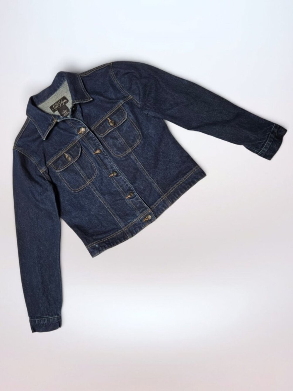 Y2K Vintage Mint Julep Dark Wash Denim Blue Jean Jacket (Size Large)